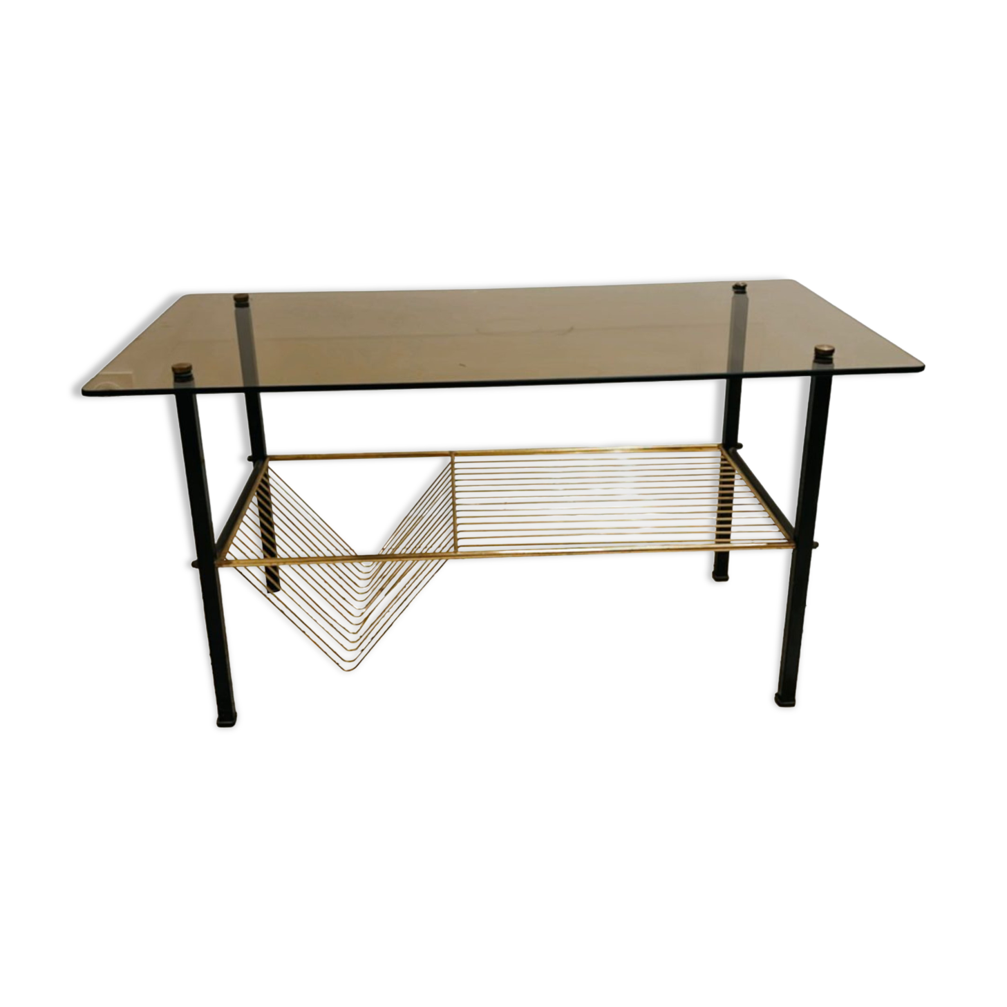 Smoked glass coffee table vinyl door