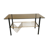 Smoked glass coffee table vinyl door