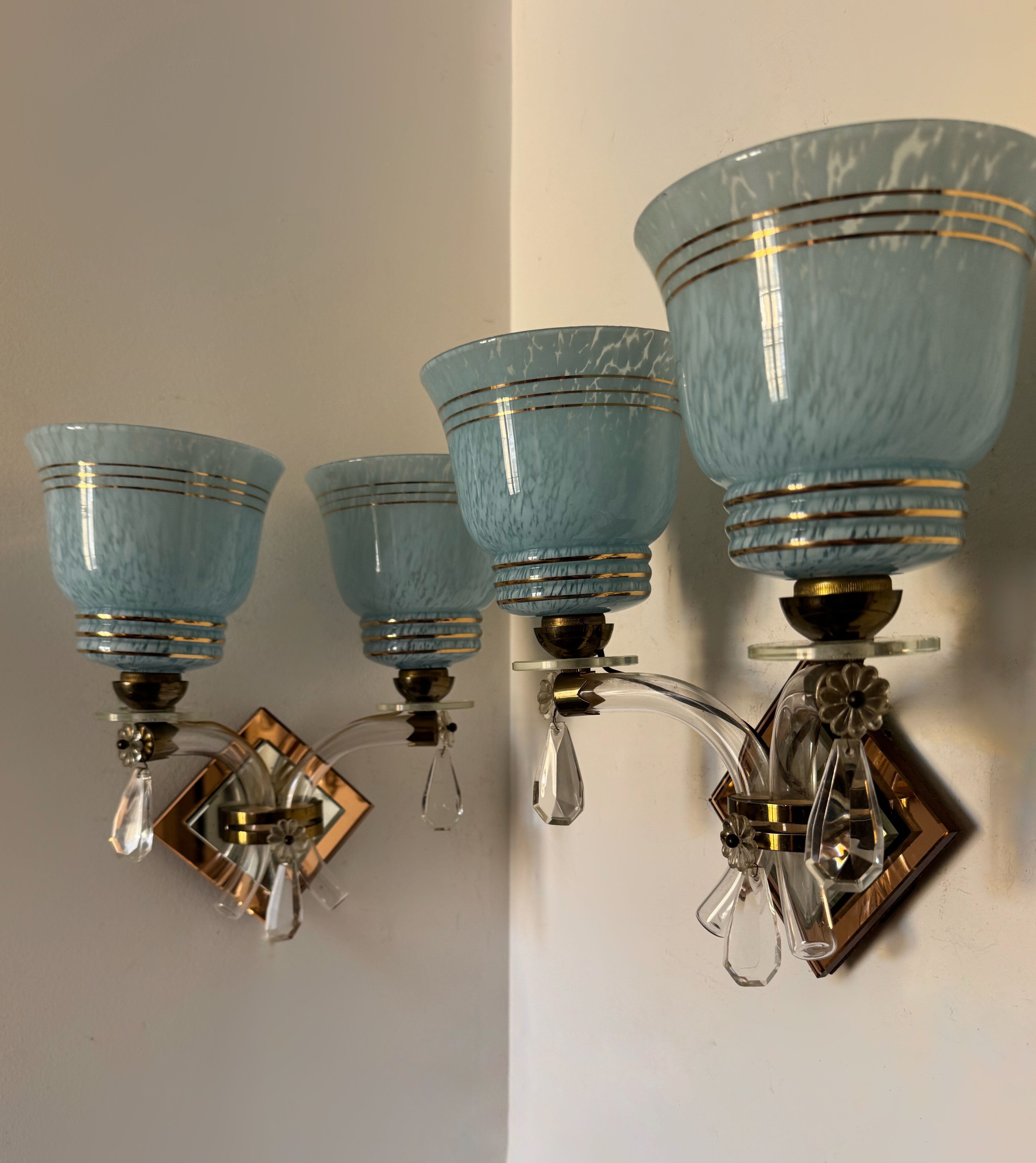 Art Deco mirror glass wall lights