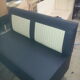 Bench Mustang in perforated black leather and beige vertical sides