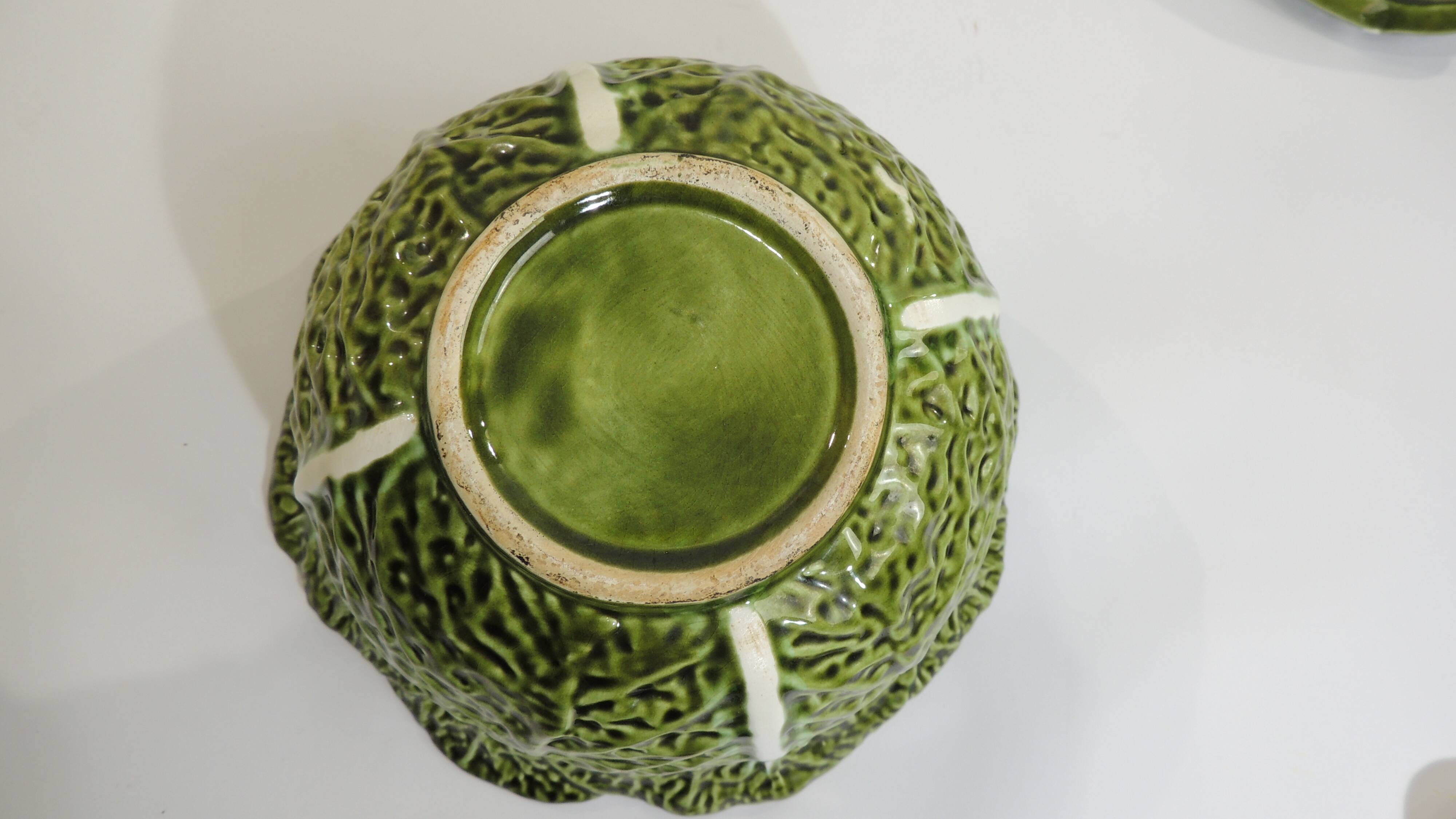 Vintage Cabbage-Shaped Tureen (Majolica/Barbotine)