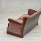 1970s, Danish 2-seater sofa, salmon pink furniture velour, beech wood.