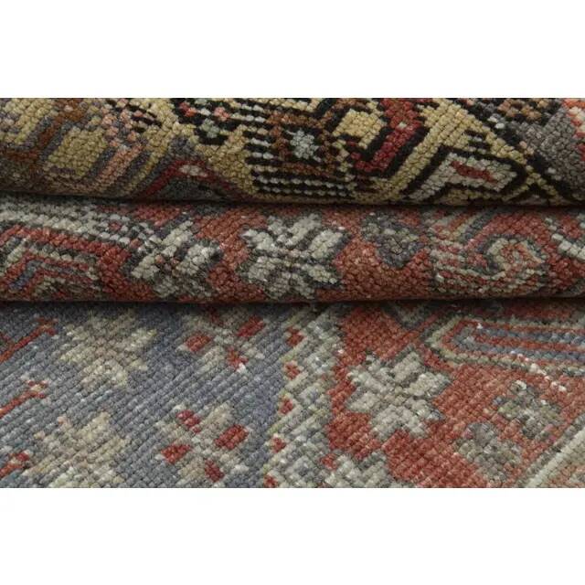 1970s Vintage Turkish Oushak Handmade Wool Cotton Red Area Rug 92x195