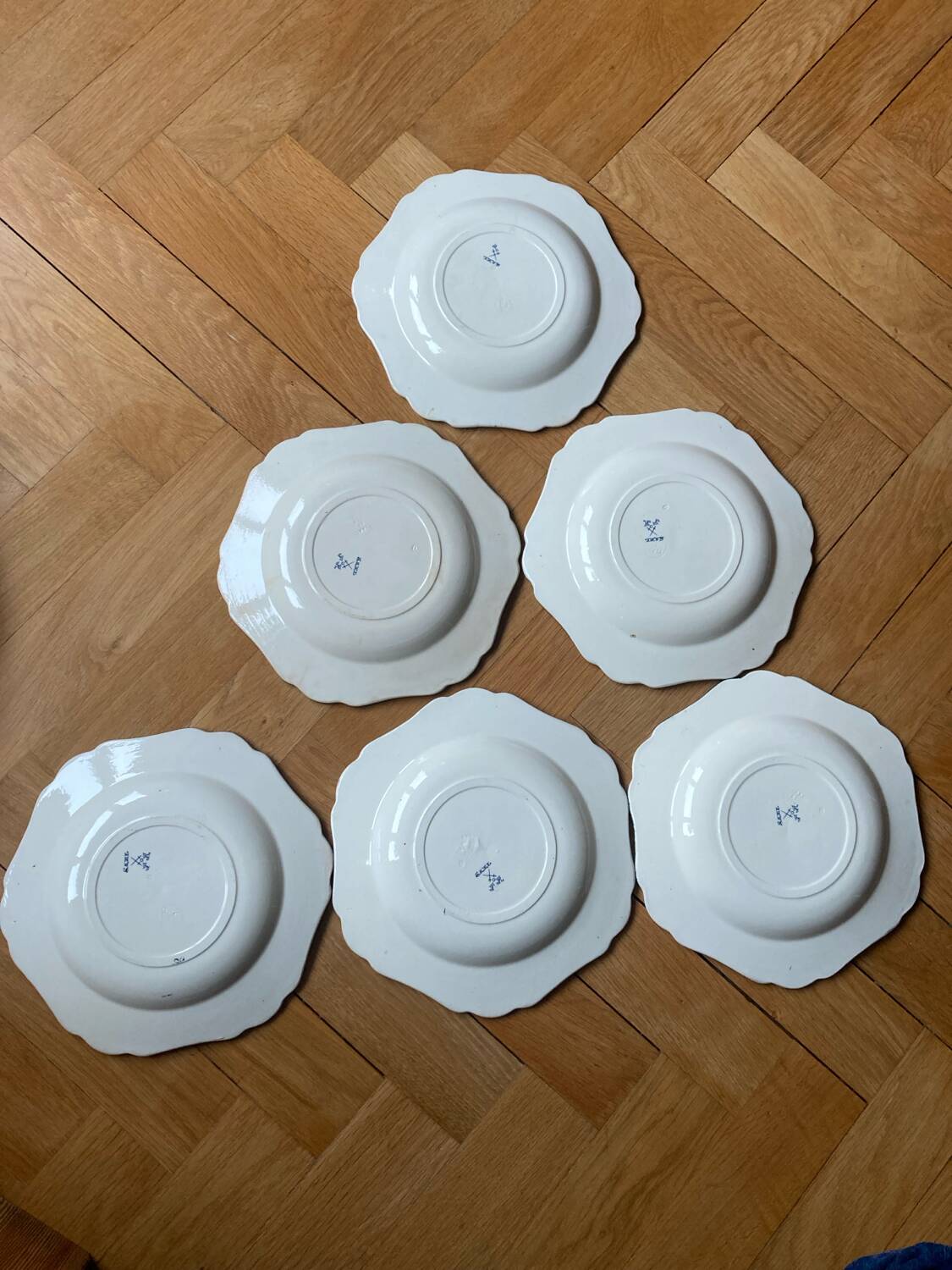 Blue flowered ironstone deep plates from Saxony