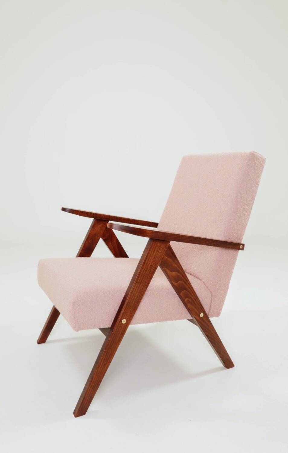Vintage red bouclé armchair modern design zig zag 1970