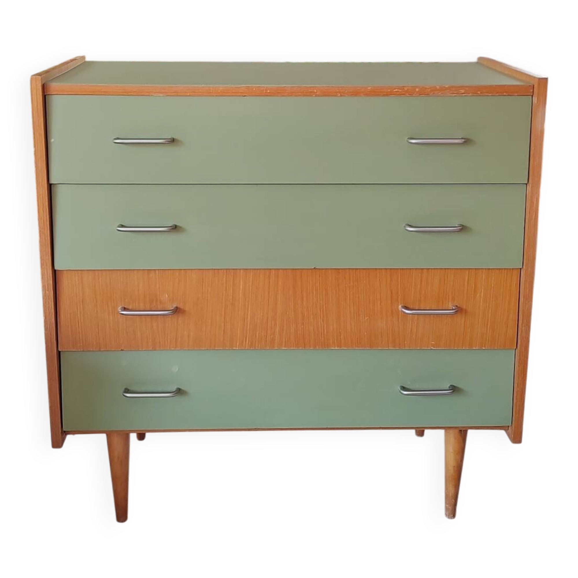 Vintage commode refurbished with tapered legs.