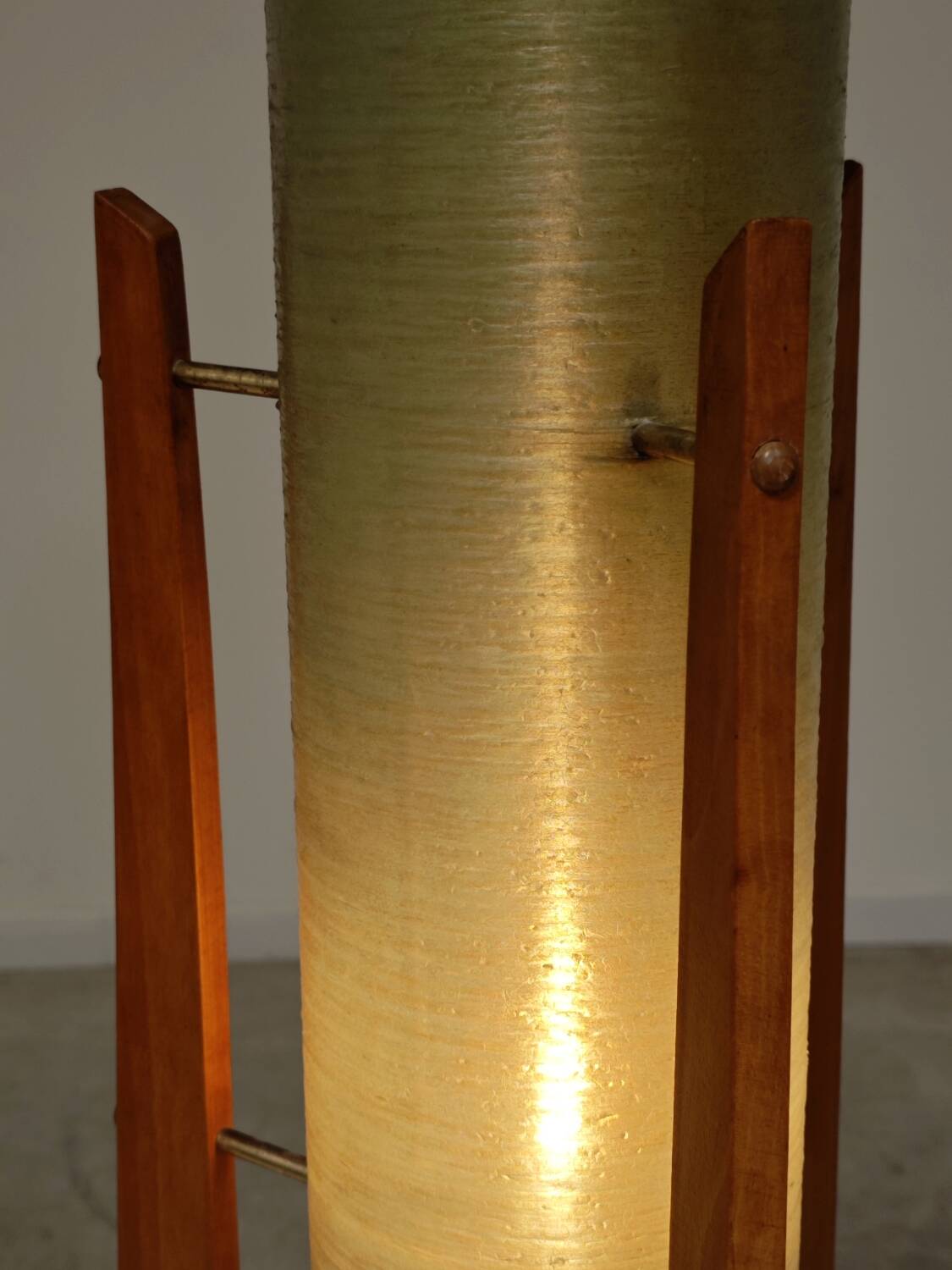 Rocket green floor lamp by Novoplast fiber and wood 1960