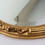 Large Antique Oval Gilt Mirror in Wood and Plaster, Belgium, 1900s