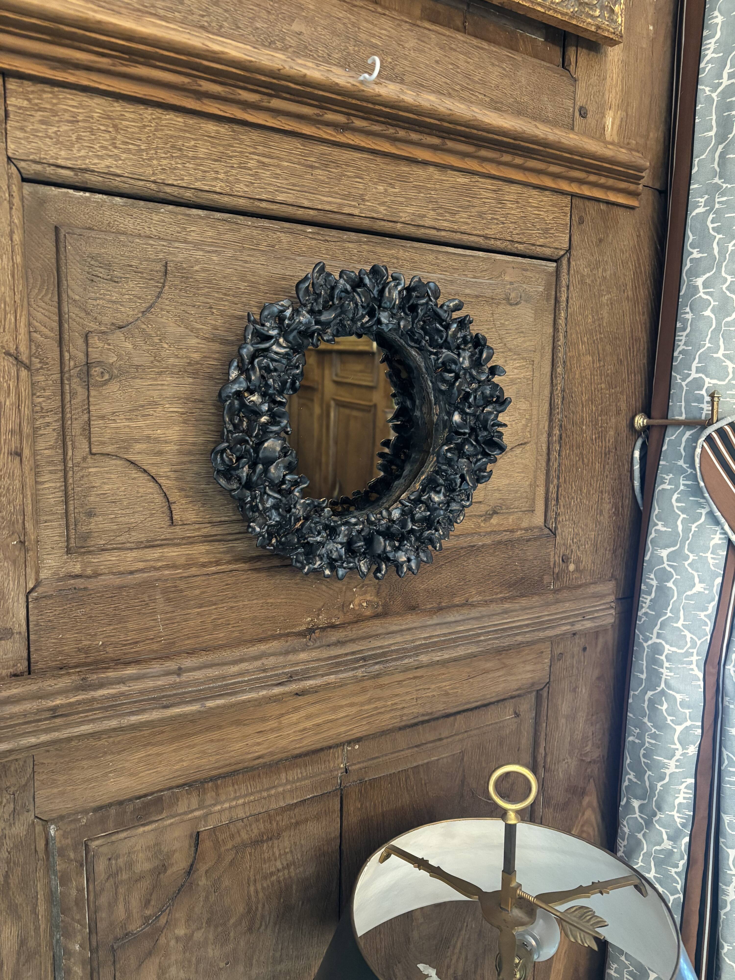 Contemporary French ceramic mirror, Bosco by Renzo Maar.