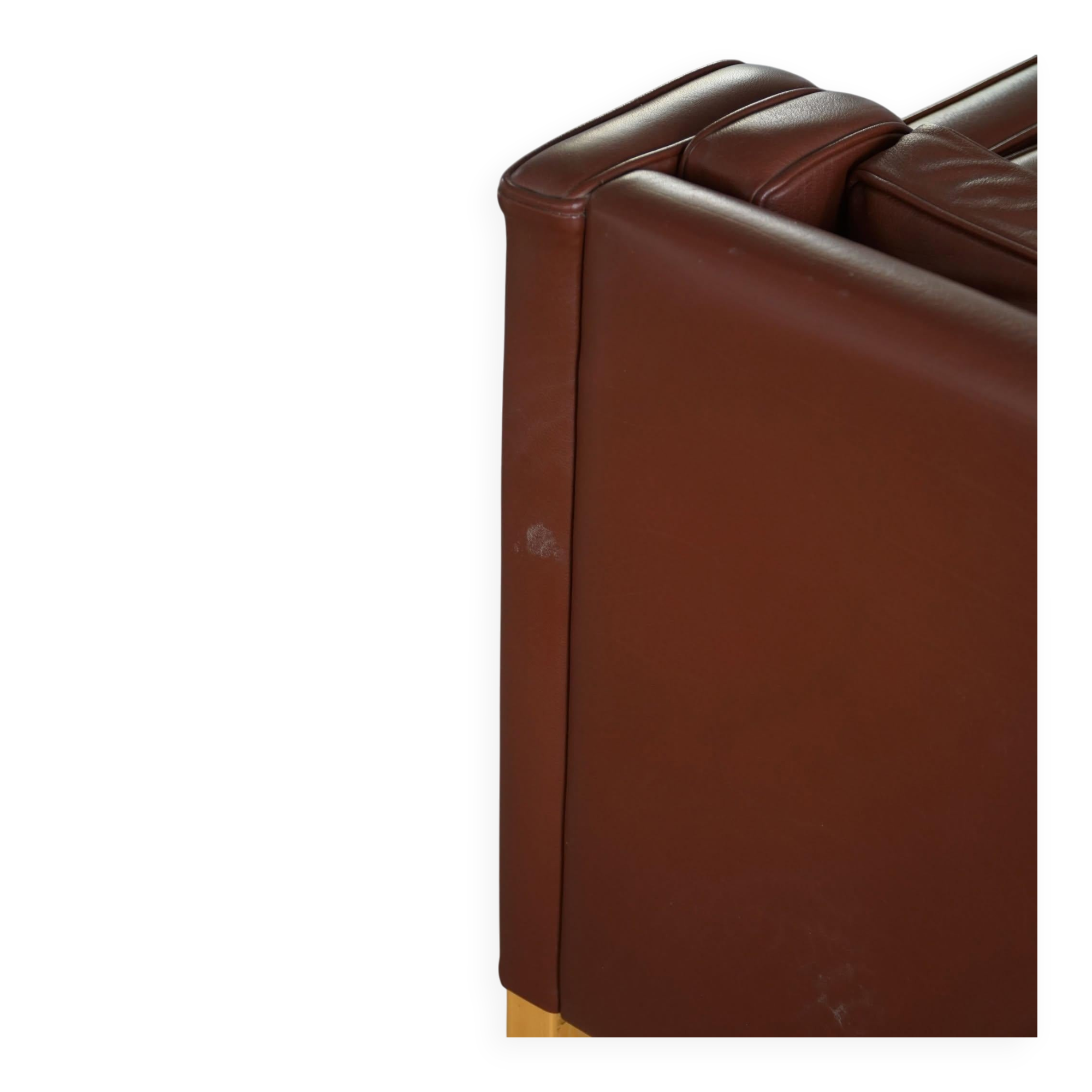 Stouby Møbelfabrik, 3-seater mid-century style sofa in brown leather, made in the 1970s.