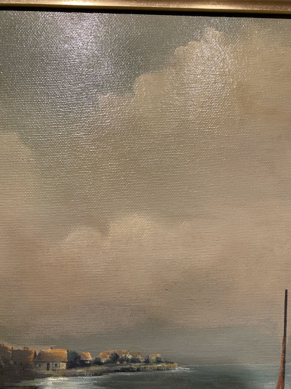 Old painting, landscape by the sea, XX century