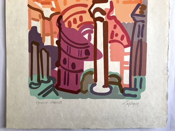Charles lapicque, le colisée, 1957. lithographie signée au crayon