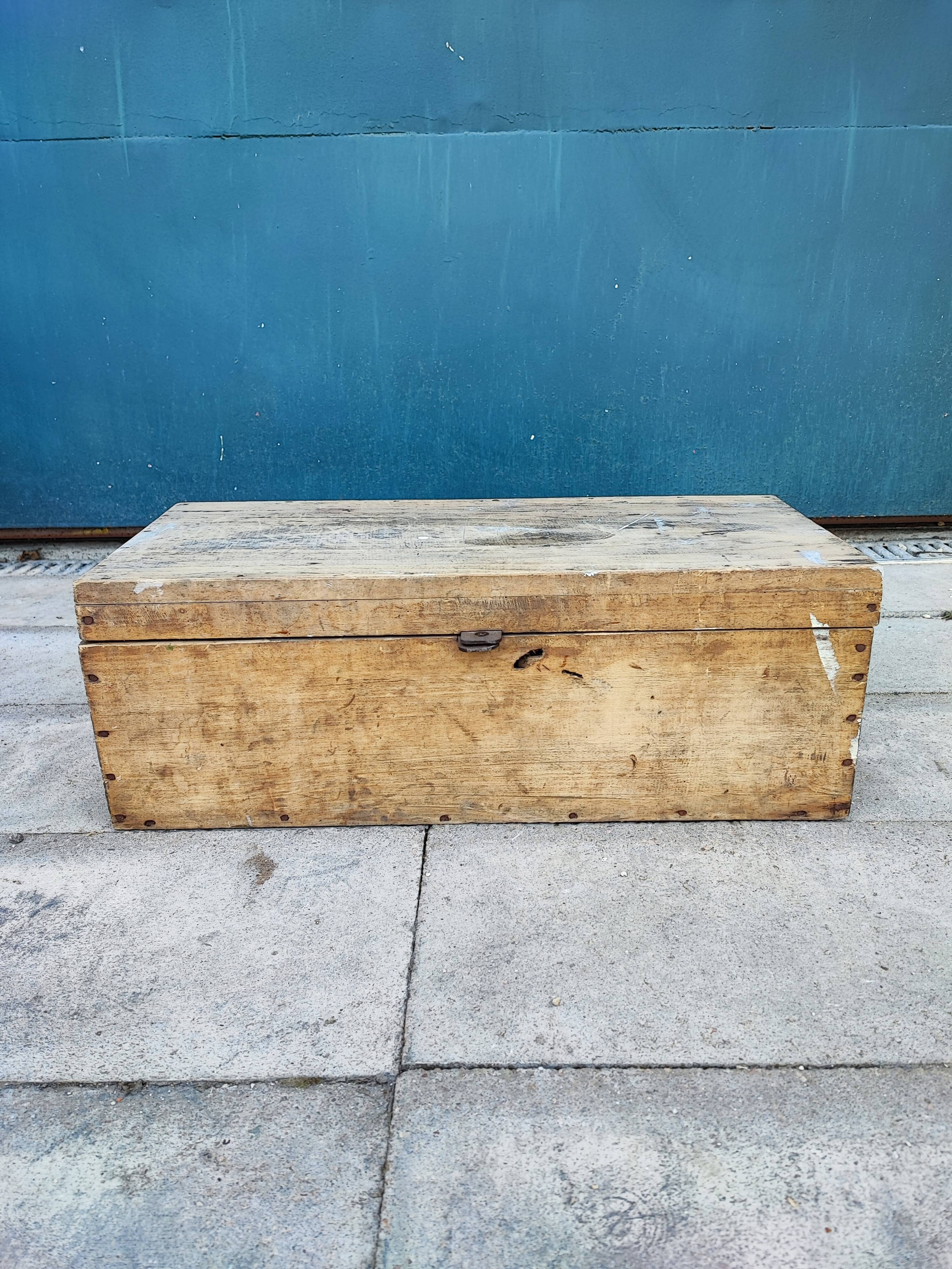 Trunk chest in raw wood
