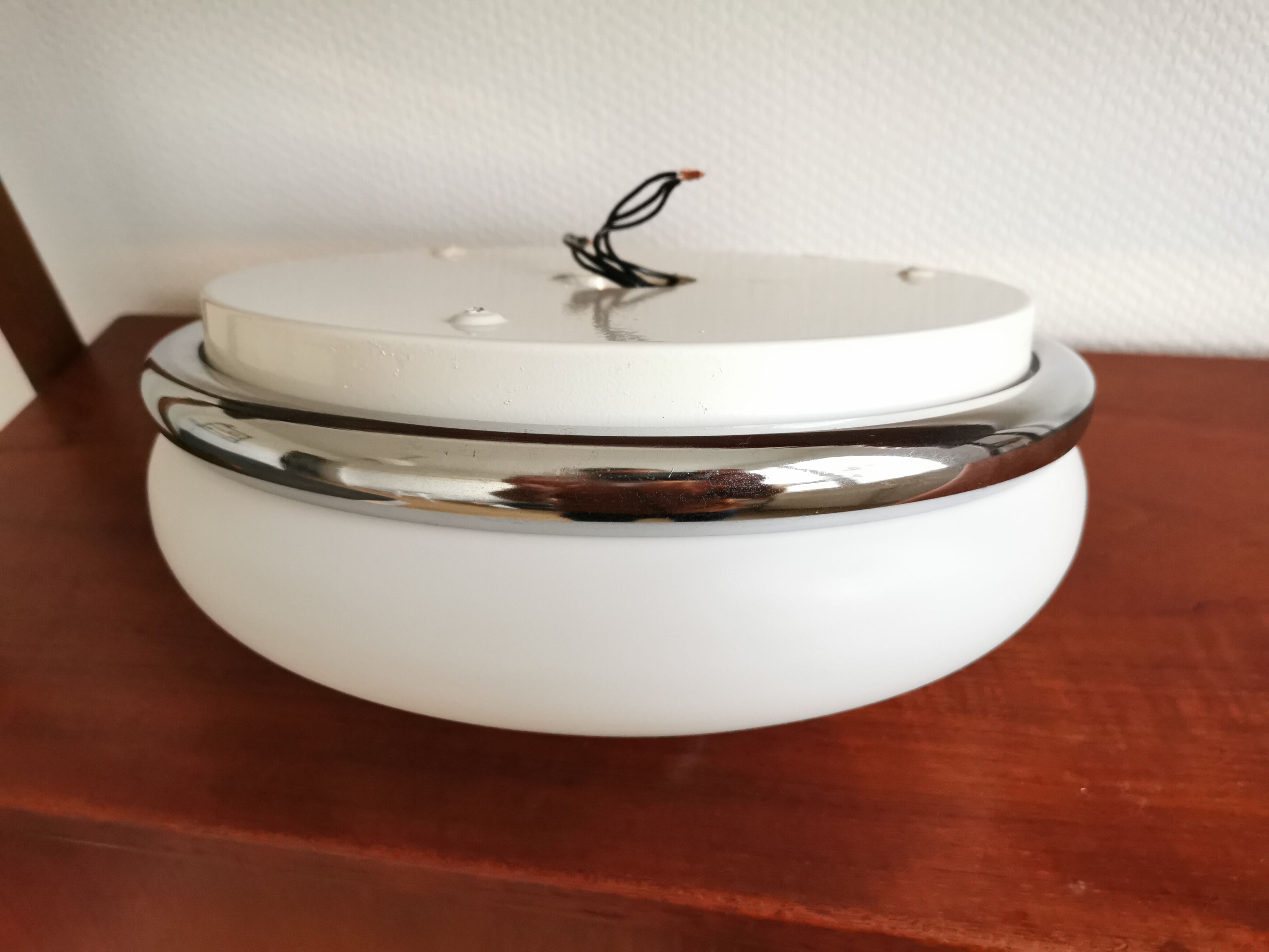 Vintage ceiling lamp in opaline design 70