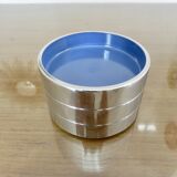 Set of 3 stackable ashtrays in colored melamine, chrome metal from the 70s