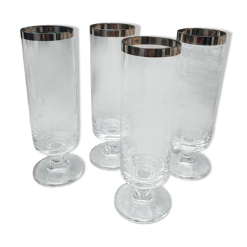 4 vintage champagne flutes