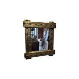 French Brutalist Mirror With Brass frame, 1950/60s