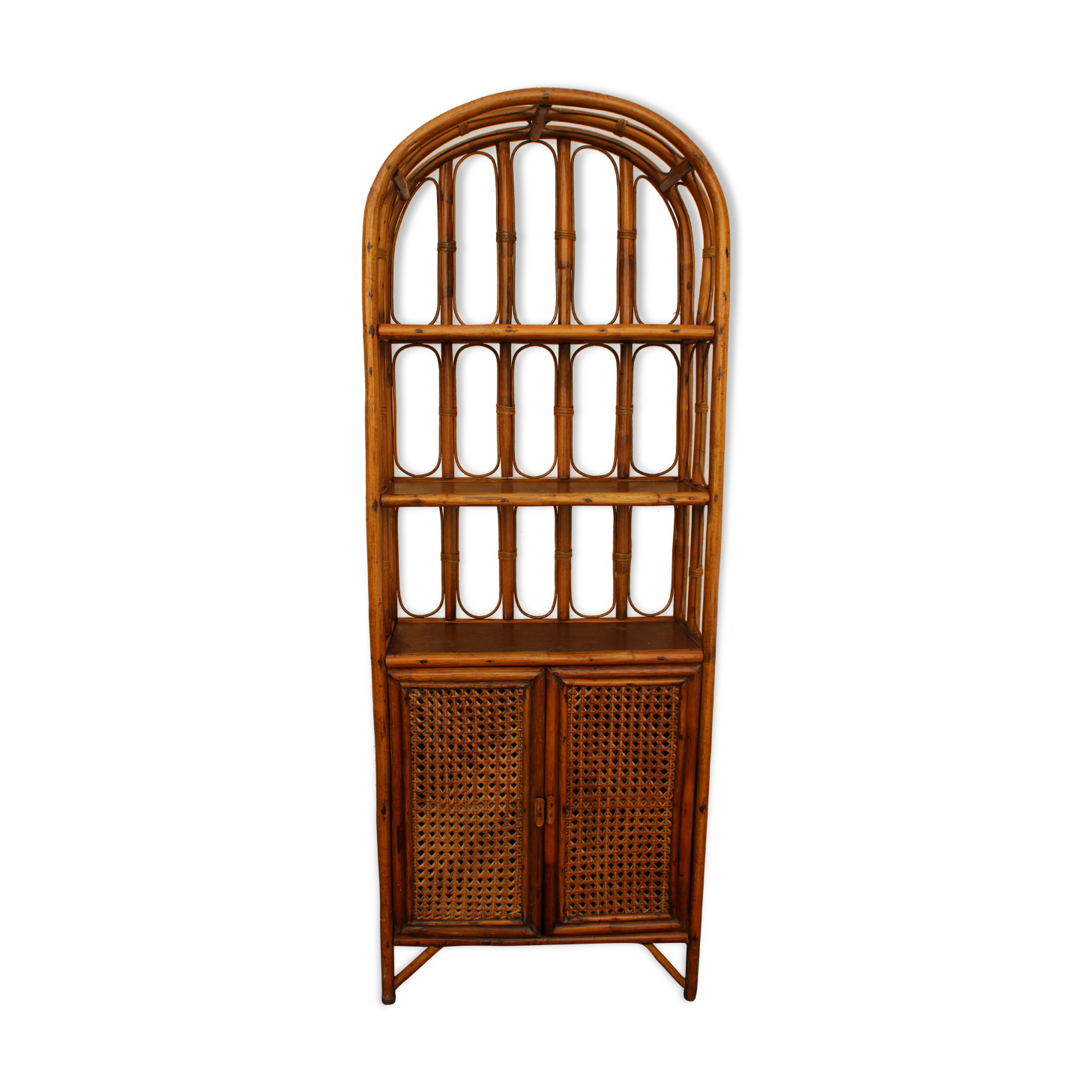 Bookcase in rattan and canning