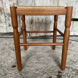 Vintage Turned Wooden Stool + Woven Seat #D652