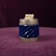Tommaso Barbi Blue Glazed Ceramic and Brass-Toned Metal Table Lighter, 1970