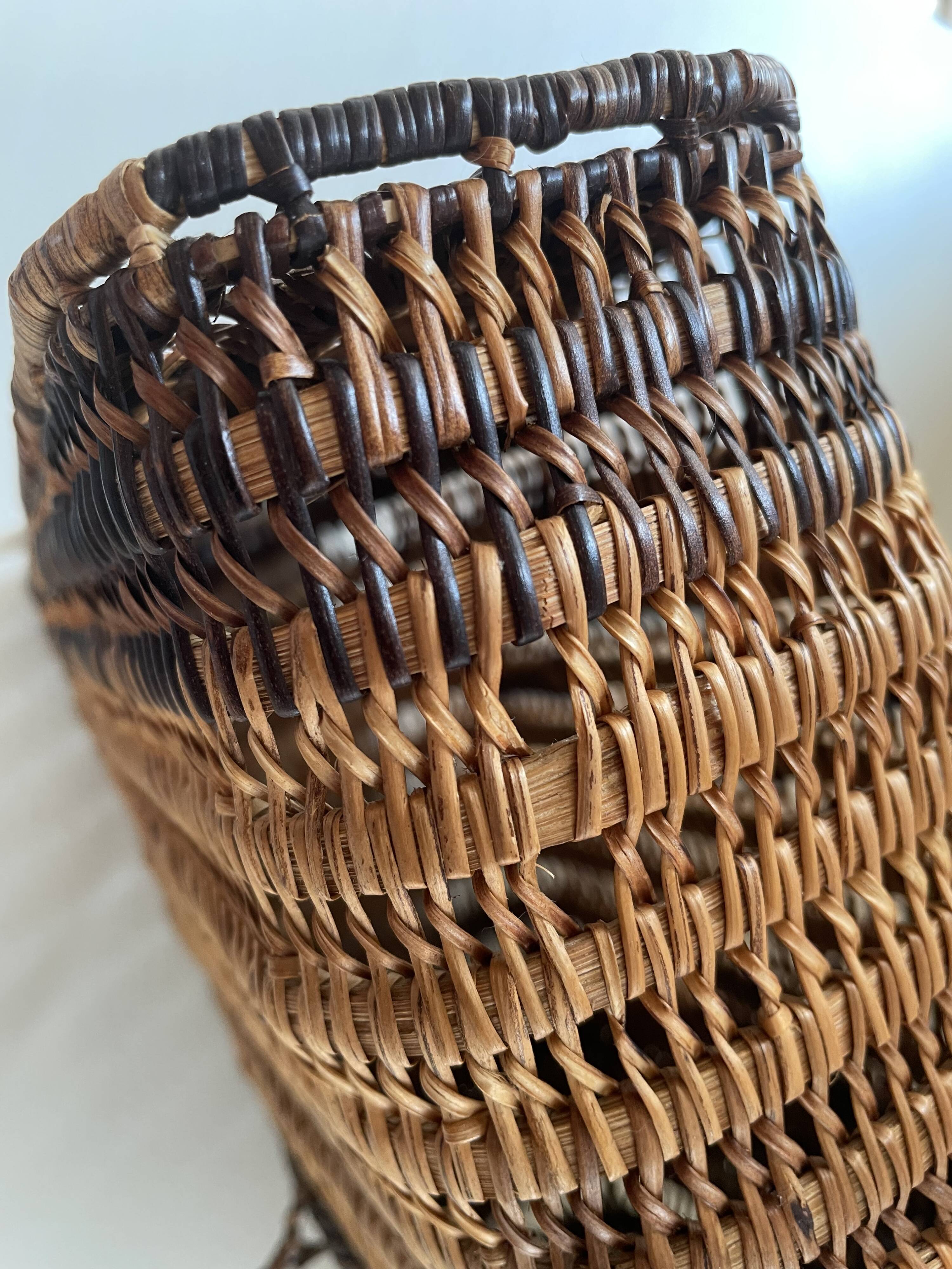 Asian rattan basket with lid 23×18 cm