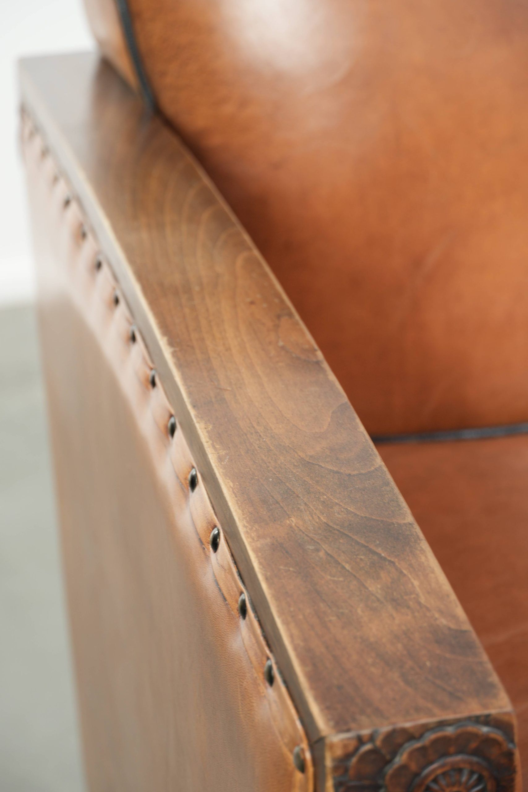 Unique set of two beautiful sheepskin art deco armchairs