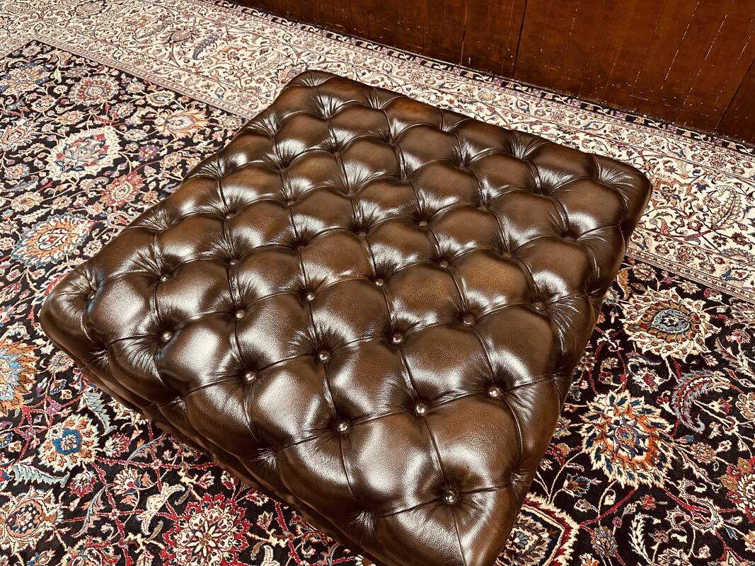 Large Brown Chesterfield Hocker