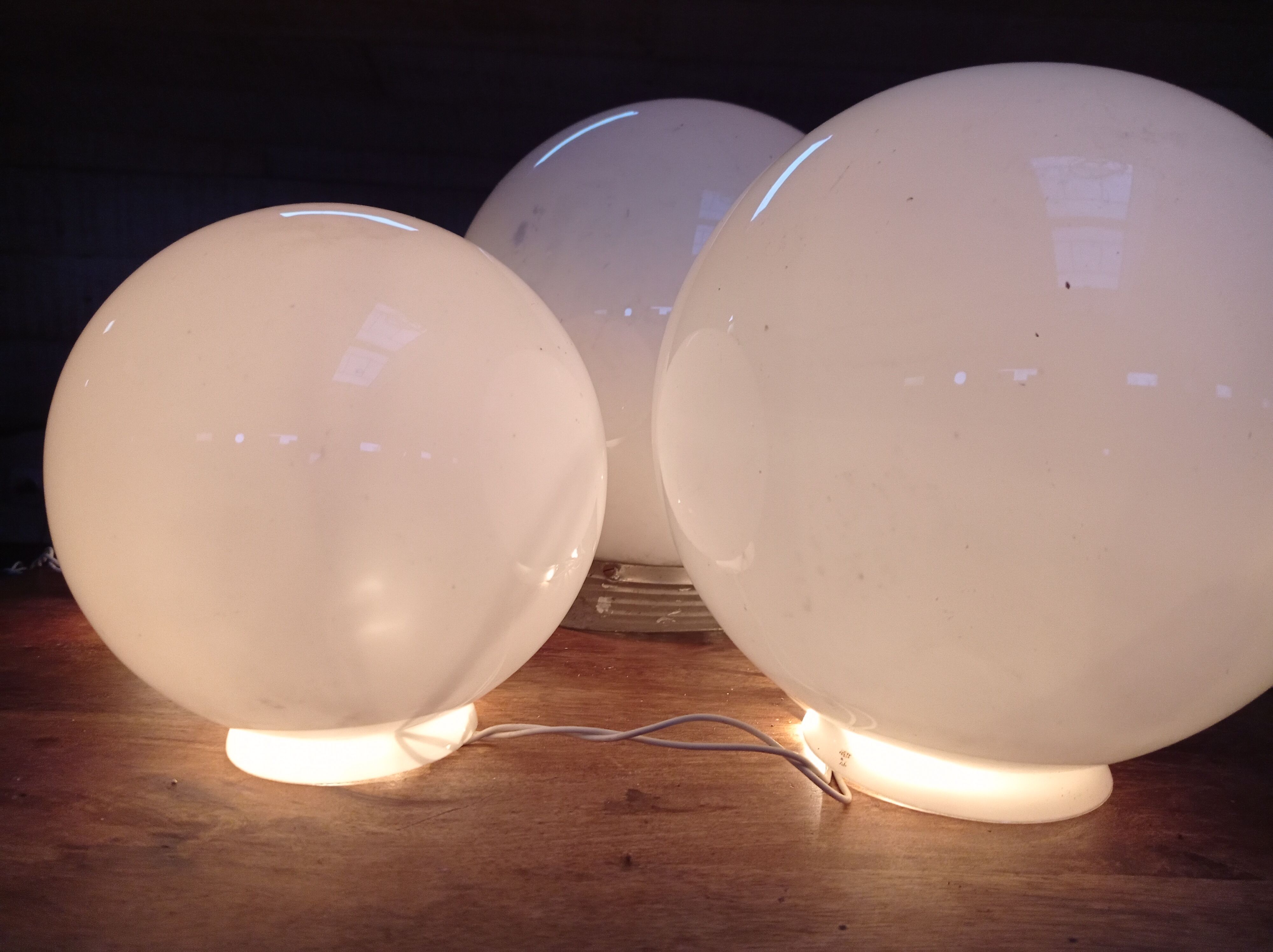 White glass globes and light string