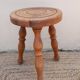 Ancien petit tabouret de ferme, tripode, 1950's