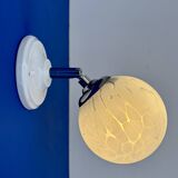 Vintage glass globe wall light from Clichy, white.