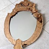 Miroir rectangulaire vénitien dit de Venise en verre coloré