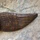 Carved wooden angel head