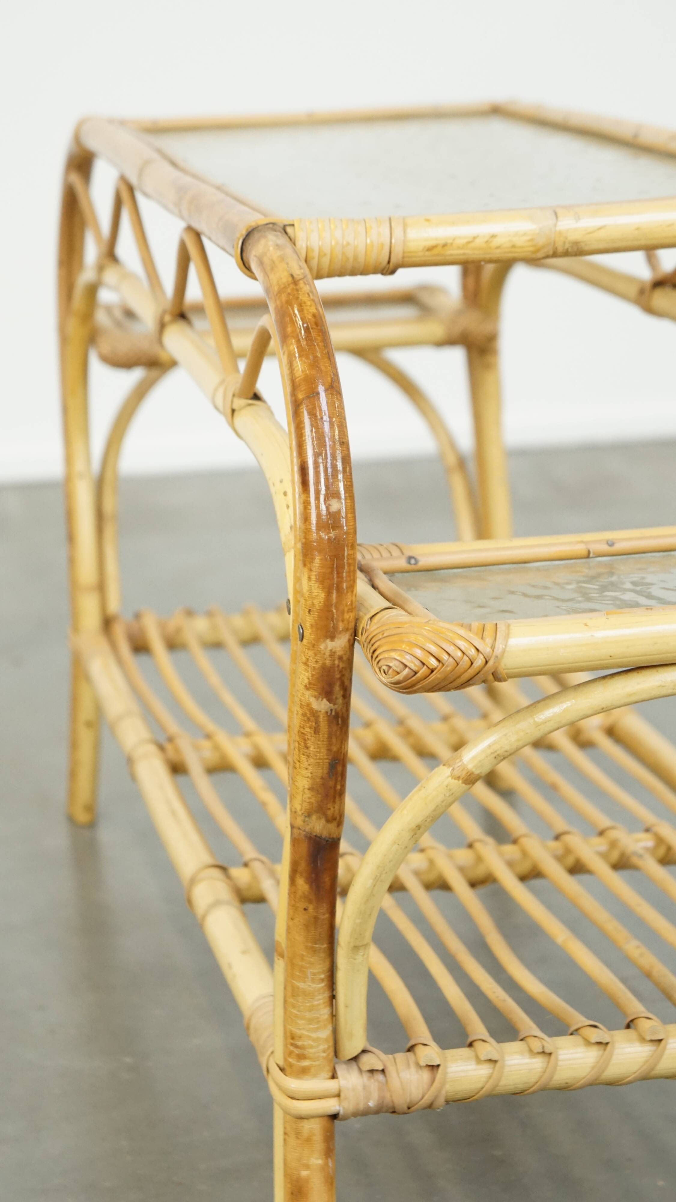 vintage rattan coffee table by Rohé Noordwolde from the 1950s