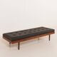 Danish mid century teak daybed in black leather, 1960s