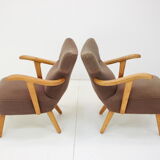 1940s Pair of Oak Armchairs by Krasna Jizba, Czechoslovakia