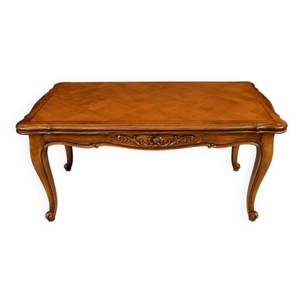 Table de style Louis XV chêne massif à rallonge