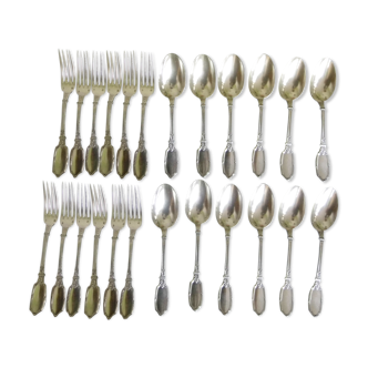 Housewife argent massif 24 pieces, cut with entremets, minerve punch, ravinet denfert