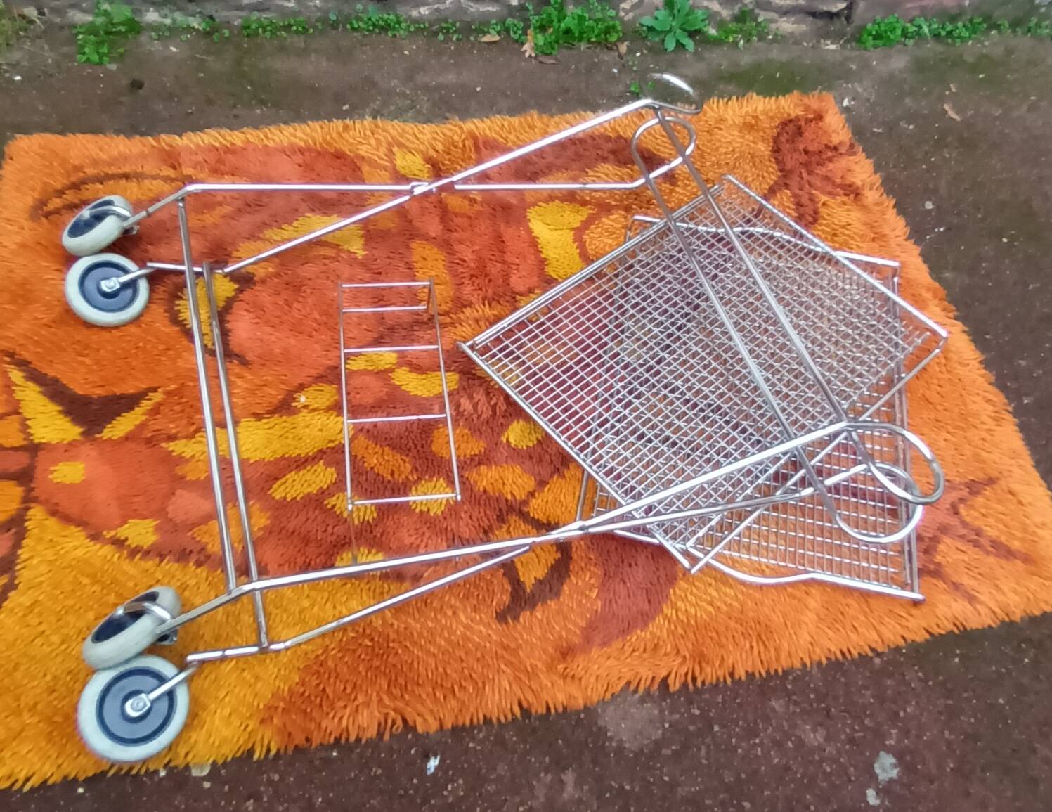 Chrome-plated metal serving cart, 1970s