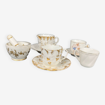 Window objects, lot cups and porcelain mortar early twentieth century