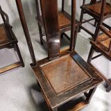 6 Vintage Oriental Asian Chinese Brown Tallback Yokeback Side Chairs. 2 x armchair / 4 x without a