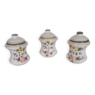 Suite de 3 pots à épices vintage