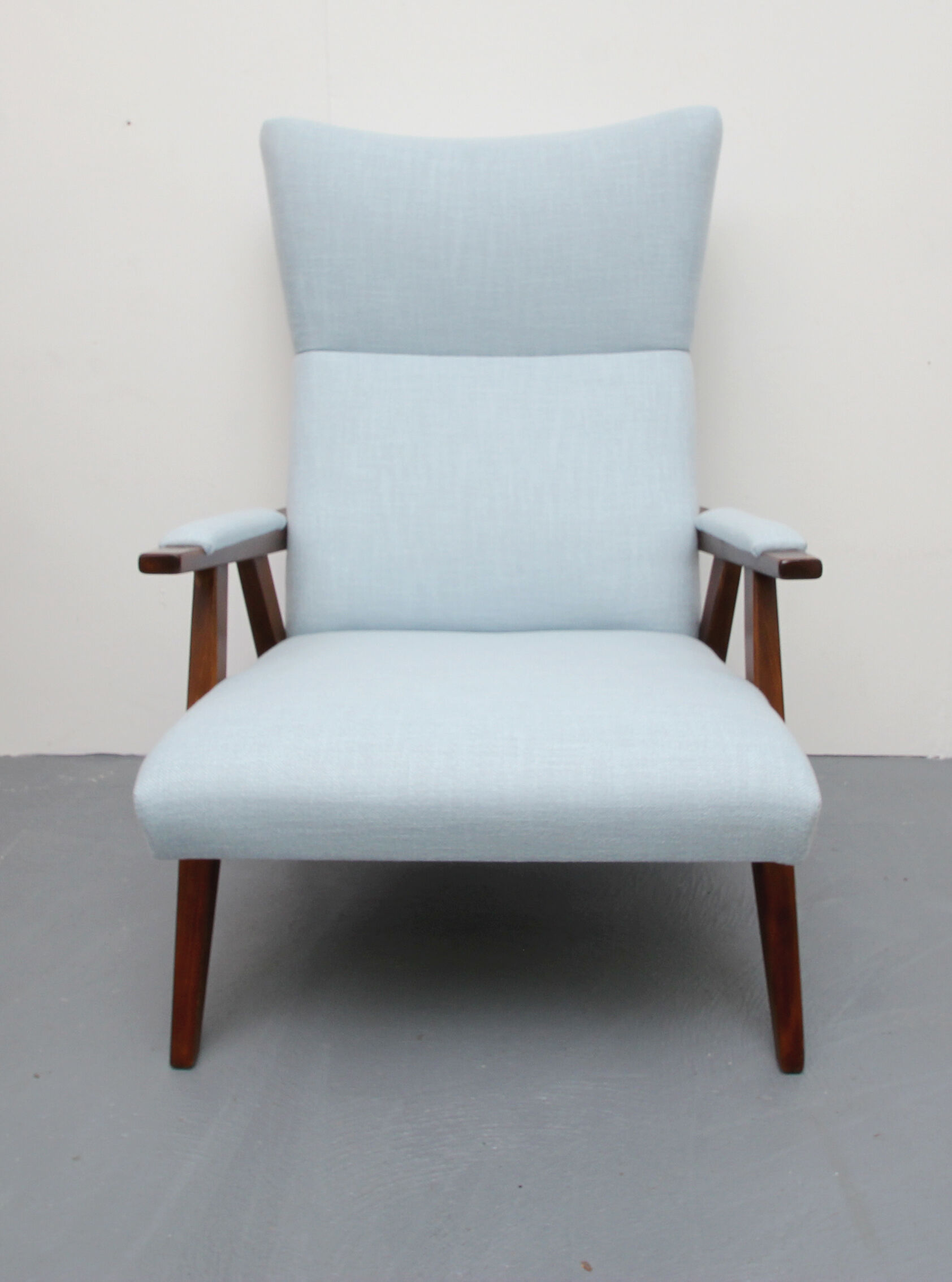 1950s highjack armchair light blue, completly restored
