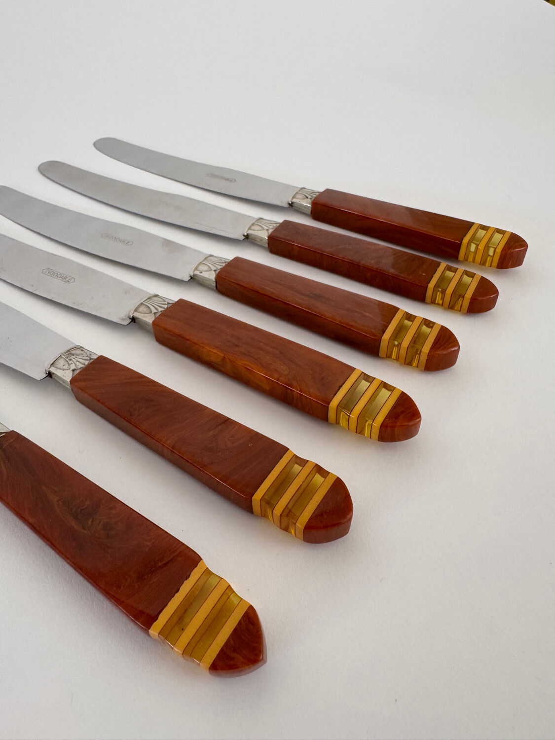 Set of 6 Vintage French Art Deco Design Inox Dinner Knives