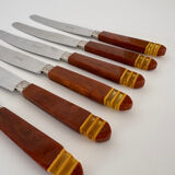 Set of 6 Vintage French Art Deco Design Inox Dinner Knives