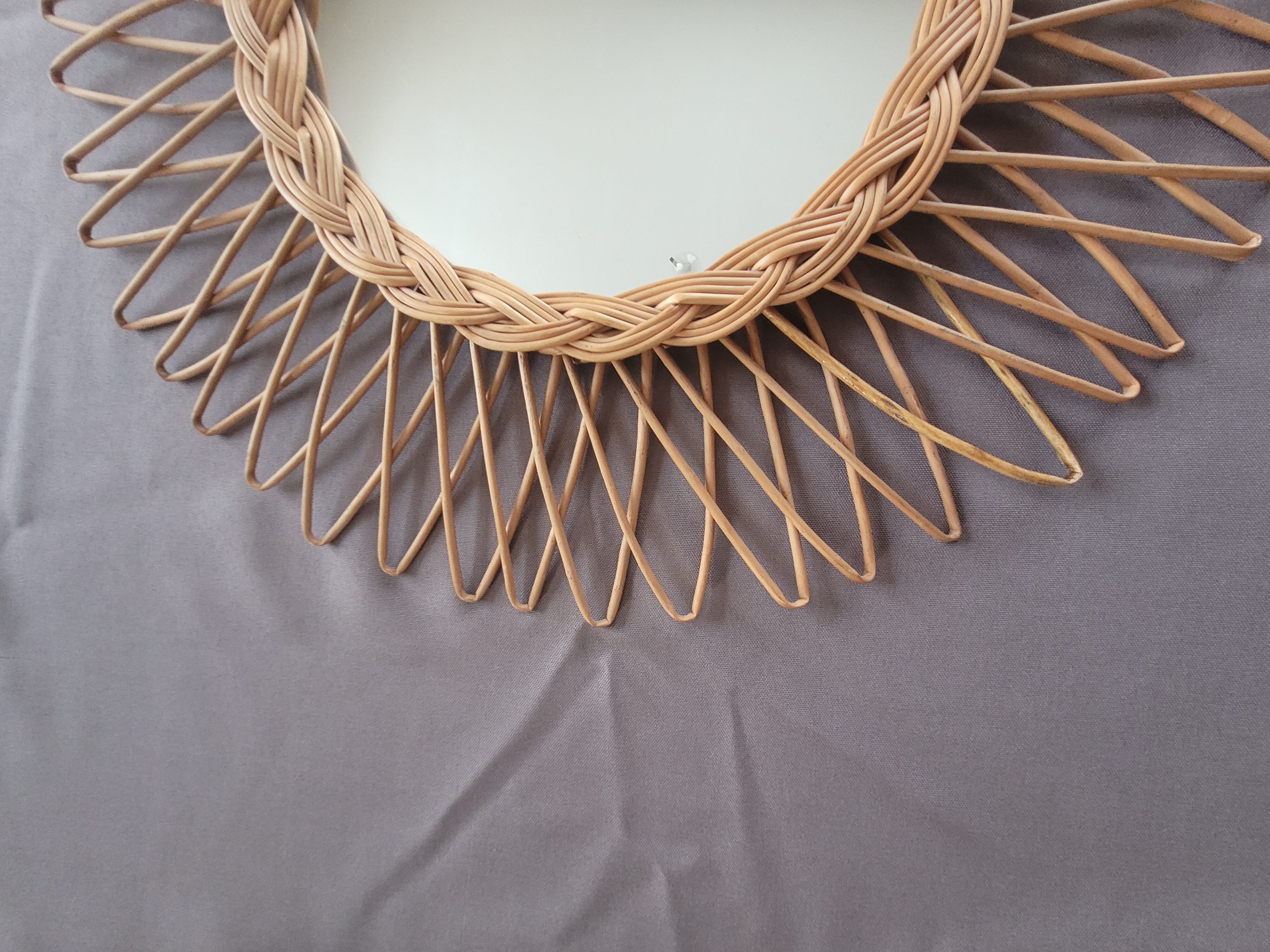 Rattan and wicker mirror from the 1970s 50cm