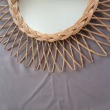 Rattan and wicker mirror from the 1970s 50cm