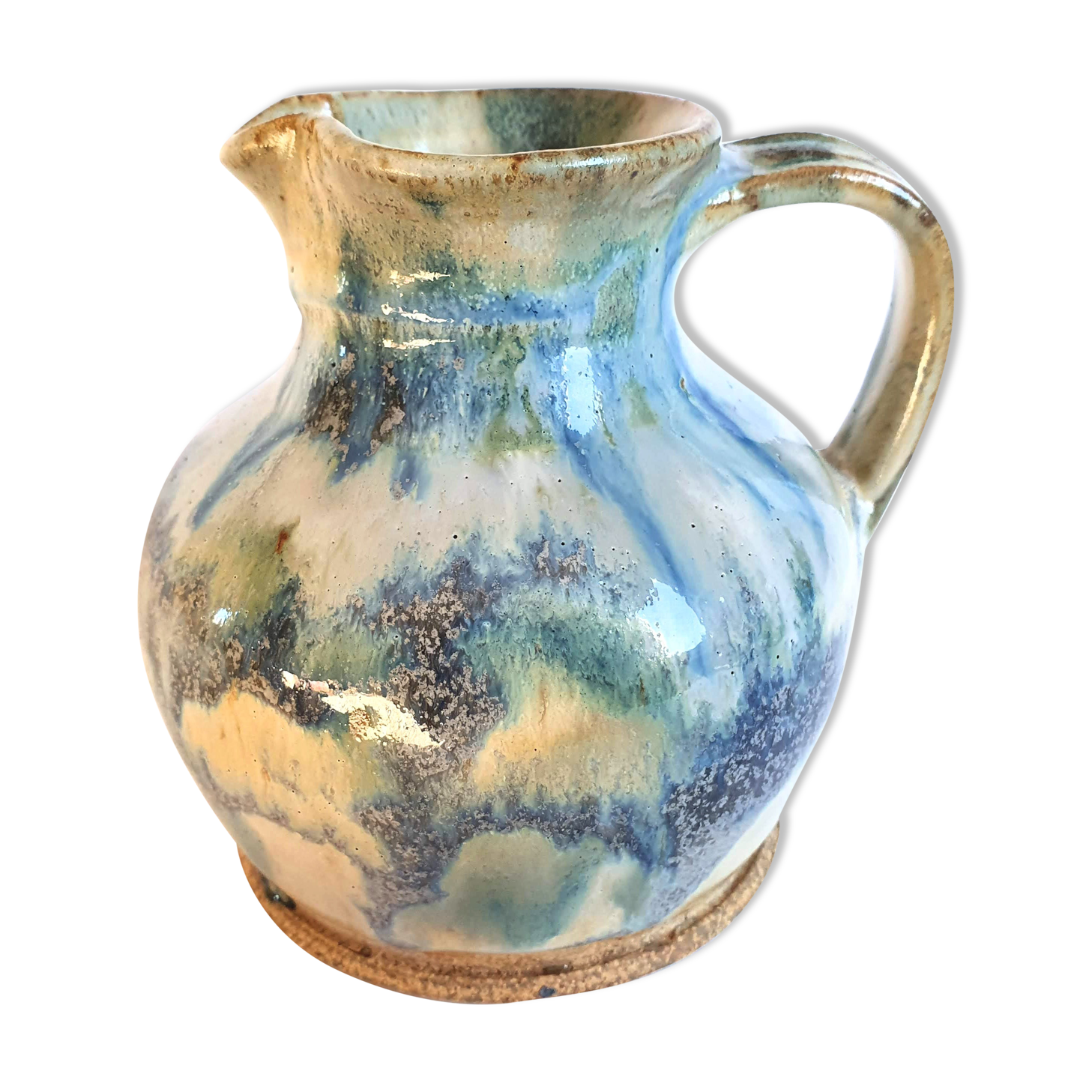 Enamelled stoneware pitcher signed La Borne