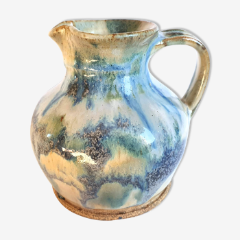 Enamelled stoneware pitcher signed La Borne