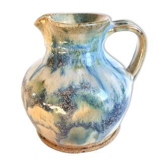 Enamelled stoneware pitcher signed La Borne