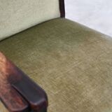 Hague School Sculptural Armchair, Stained Oak, The Netherlands, 1920s